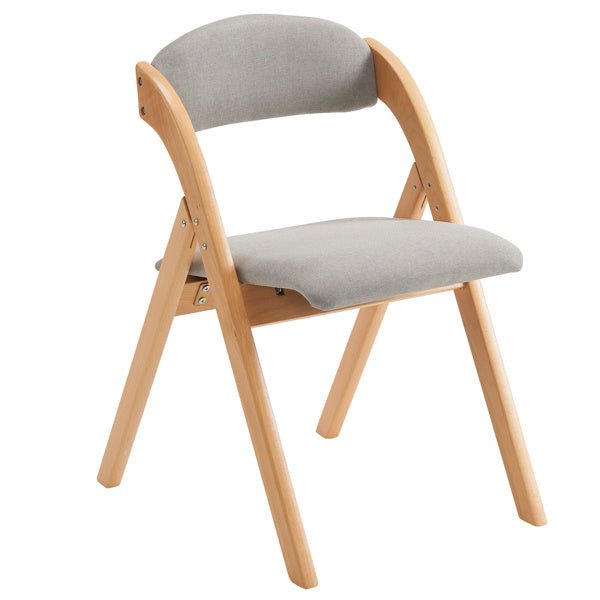 2pcs Solid Wood Folding Backrest Curved Beige Cushion Wood Colour Exhibition Chair 54X47X81cm Rubberwood -