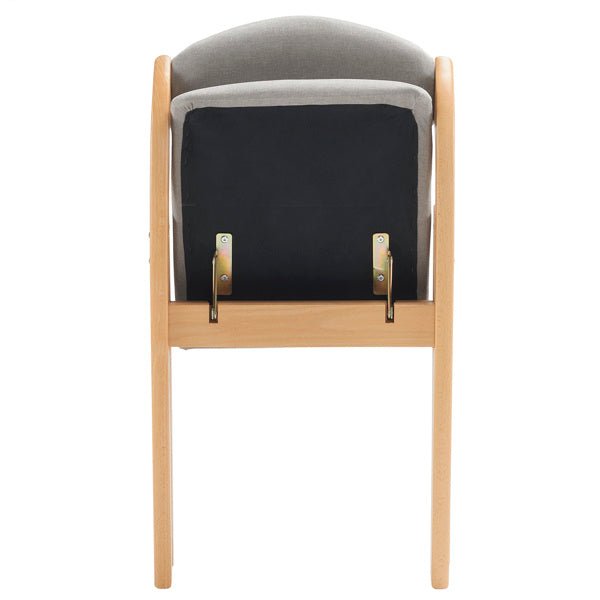 2pcs Solid Wood Folding Backrest Curved Beige Cushion Wood Colour Exhibition Chair 54X47X81cm Rubberwood -