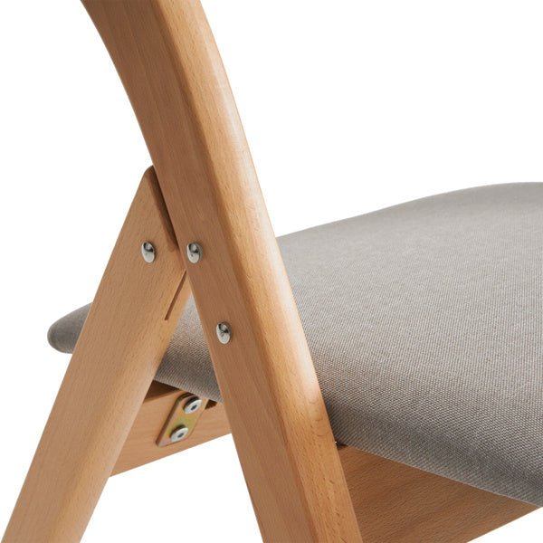 2pcs Solid Wood Folding Backrest Curved Beige Cushion Wood Colour Exhibition Chair 54X47X81cm Rubberwood -