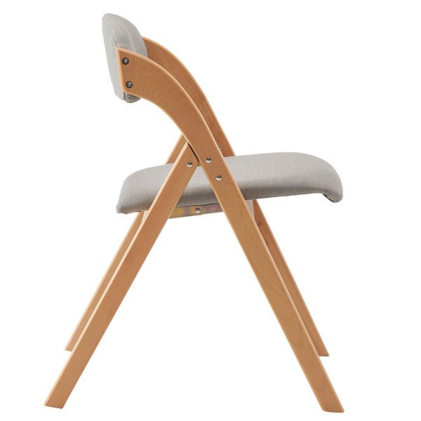 2pcs Solid Wood Folding Backrest Curved Beige Cushion Wood Colour Exhibition Chair 54X47X81cm Rubberwood -