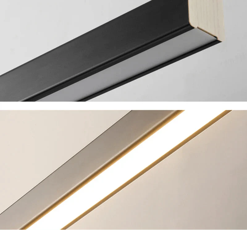 Minimalist ALLINEO™ pendant light with LED bulbs in black and aluminum finish.