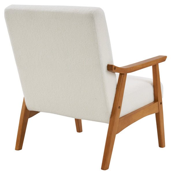 Armrests In Solid Wood, Upholstered, Teddy Velvet, Off - white, Interior Lounge Chair -
