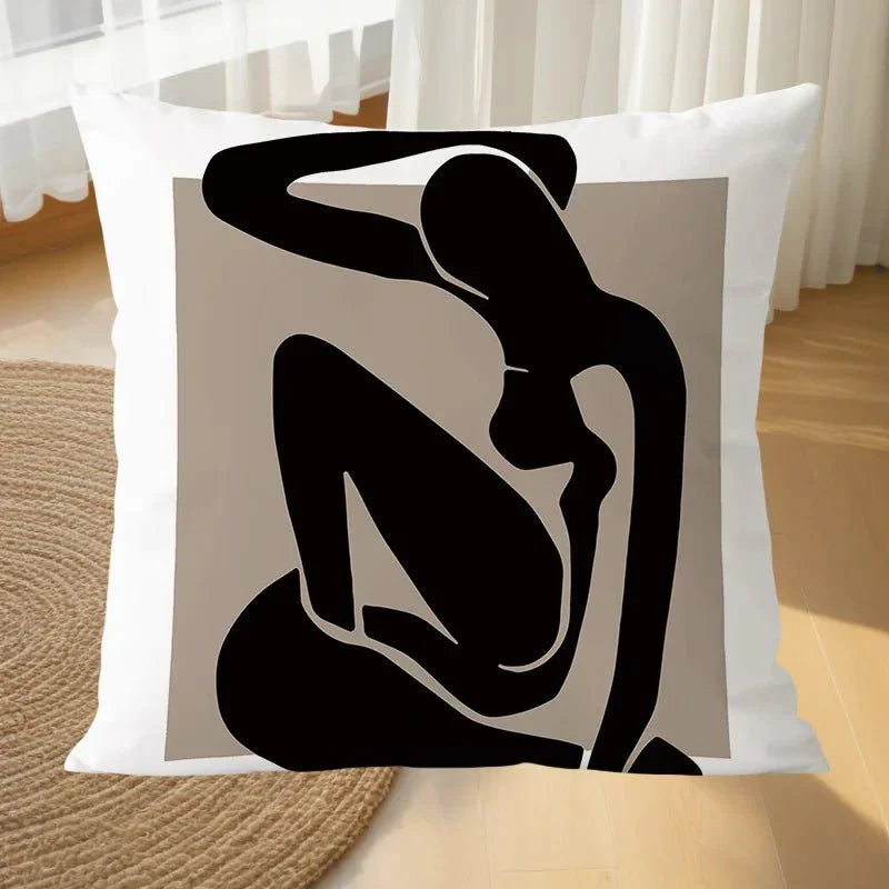 Geometric black and white MIRA™ pillowcase with abstract design, perfect for modern decor and art-inspired spaces.