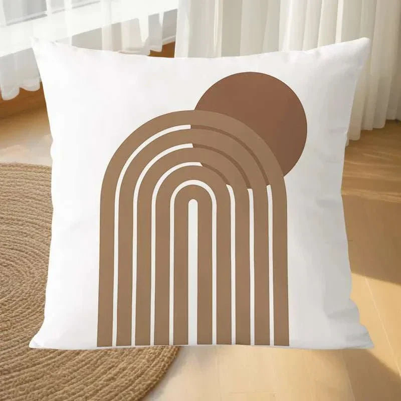 Geometric black and white pillowcase for modern decor.