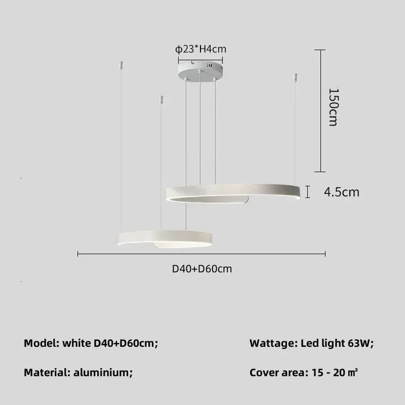 CICMA™ LED pendant light with minimalistic geometric design and aluminum material, available in white, ideal for modern decor.