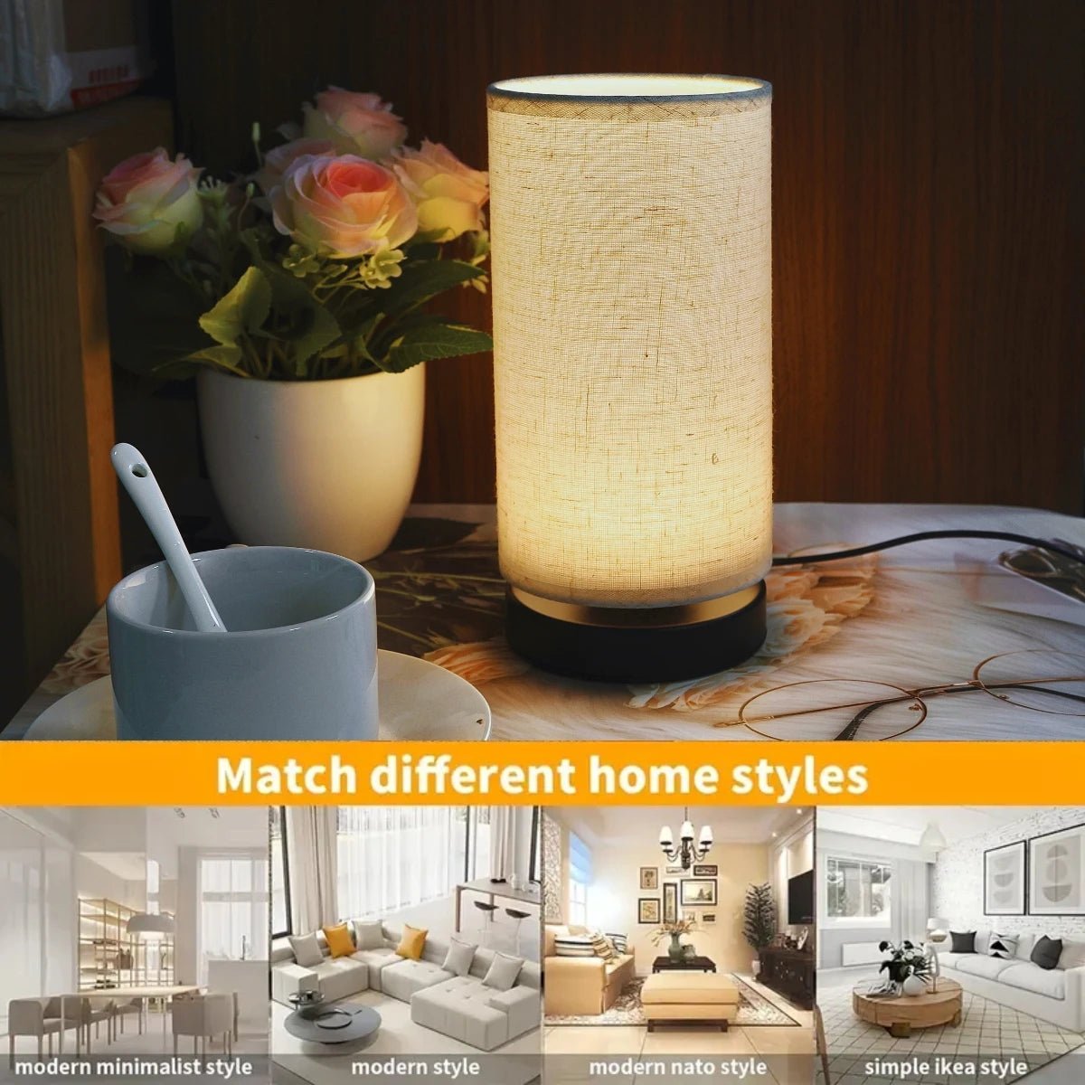 CIDRO™ USB Table Lamp – Soft Glow for Bedside or Desk -