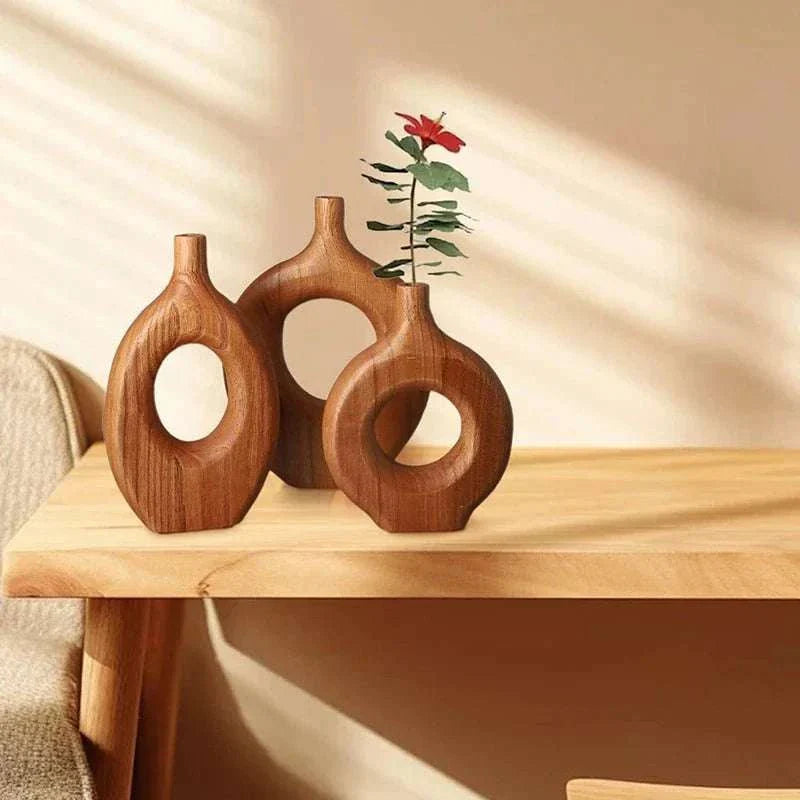DON™ Wooden Vase – Nordic Minimalist Wood Decor for Shelves -
