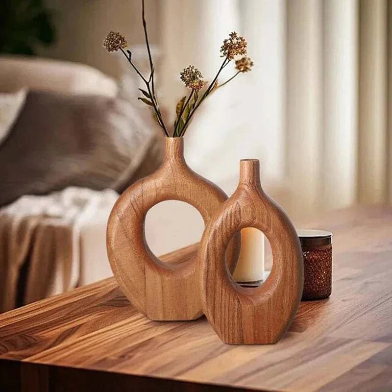 DON™ Wooden Vase – Nordic Minimalist Wood Decor for Shelves -