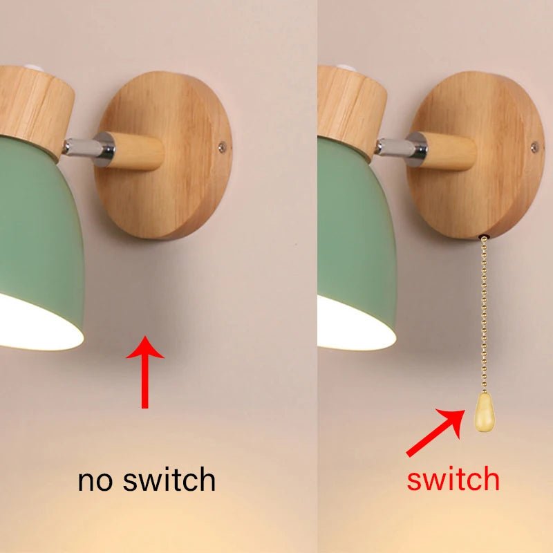 EUTER™ Wood Wall Lamp – Nordic Sconce Light with Pull Switch -