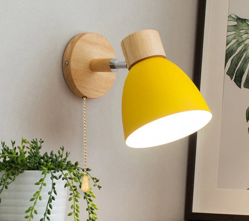 EUTER™ Wood Wall Lamp – Nordic Sconce Light with Pull Switch -