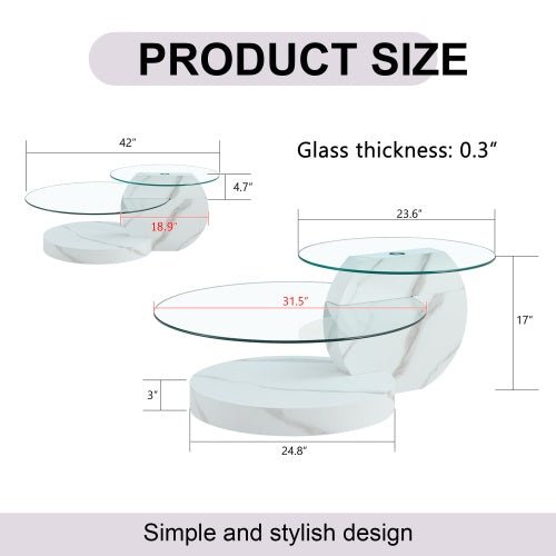 Glass coffee table GIRO™ – Two - level wood & glass sculptural design - coffe table