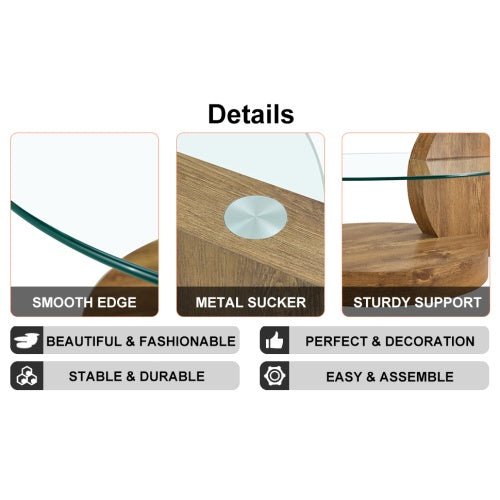 Glass coffee table GIRO™ – Two - level wood & glass sculptural design - coffe table