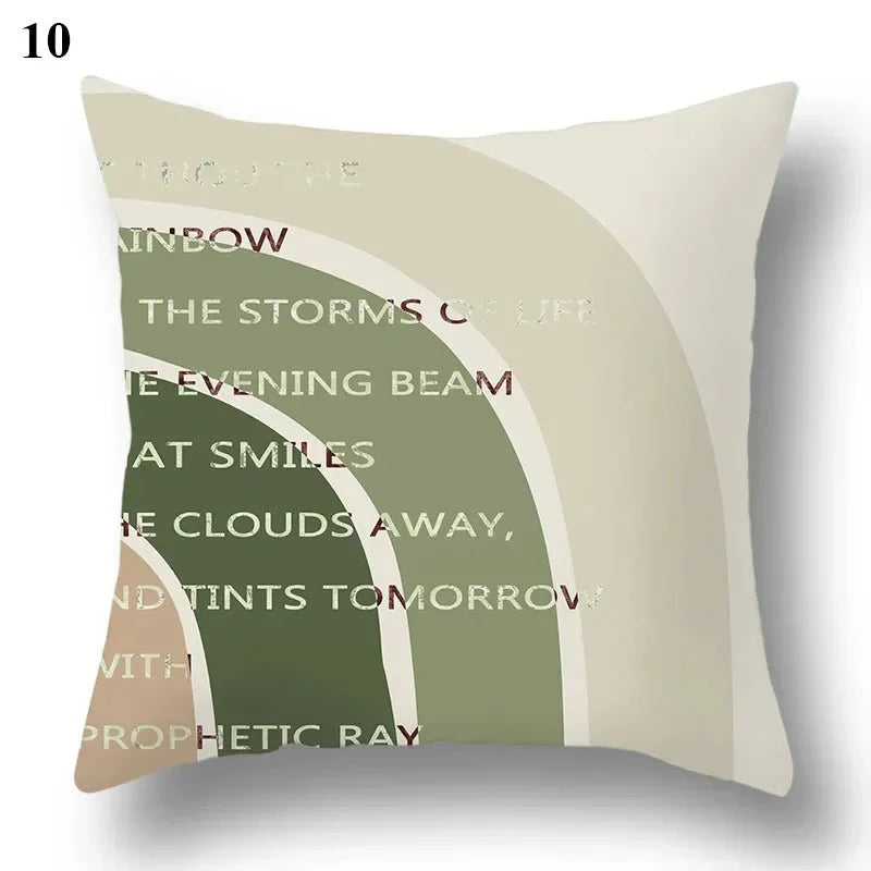 TARLO™ pillowcase with green leaf and abstract design on a square cushion cover.