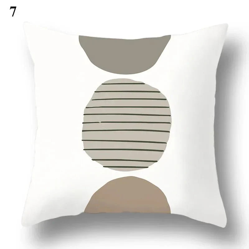 Green leaf and abstract design pillowcase with minimalist style, perfect for modern home decor.
