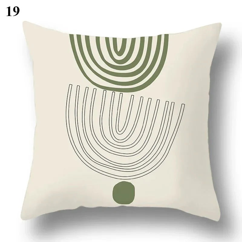Green Leaf & Abstract TARLO™ Pillowcase, Decorative Cushion Cover, 45x45cm.