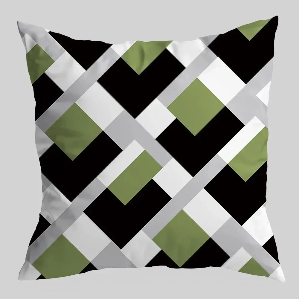GREENLINE™ Pillow Cover – Cotton Cushion Case with Geometric Print -
