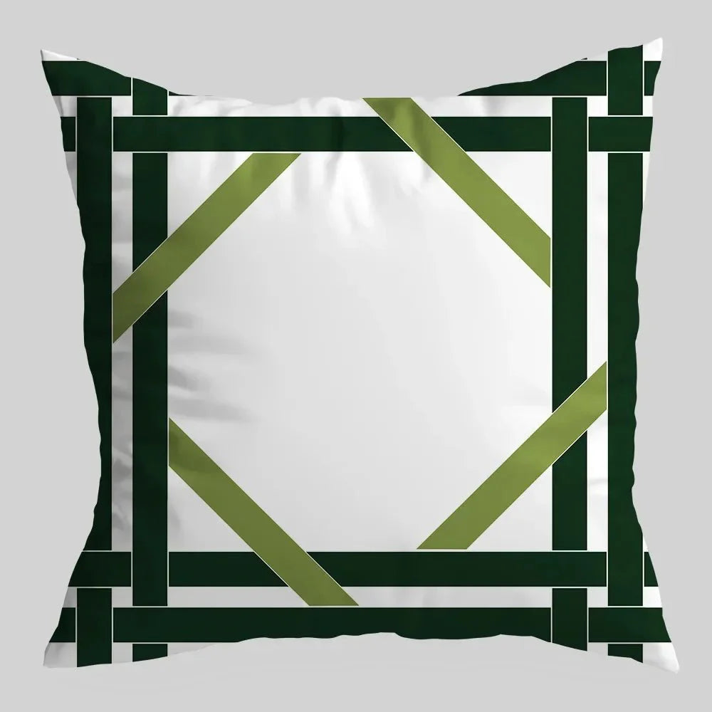 GREENLINE™ Pillow Cover – Cotton Cushion Case with Geometric Print -