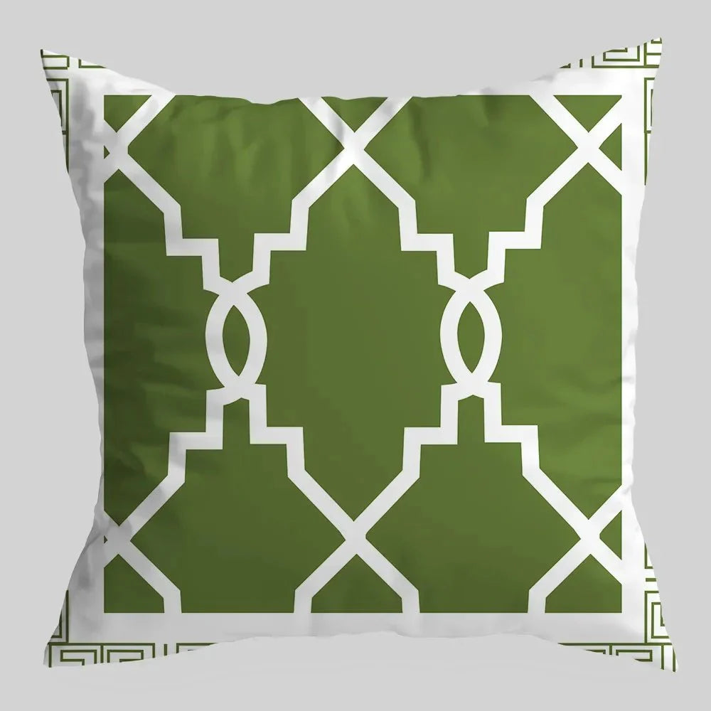 GREENLINE™ Pillow Cover – Cotton Cushion Case with Geometric Print -
