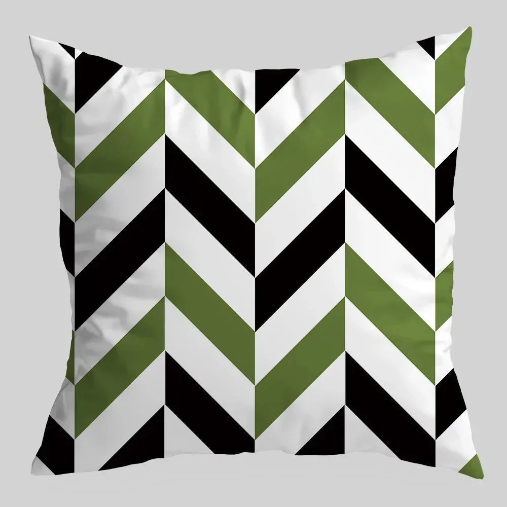 GREENLINE™ Pillow Cover – Cotton Cushion Case with Geometric Print -
