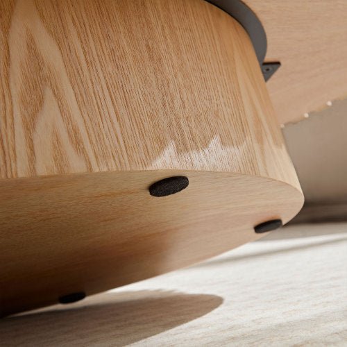 Handmade coffee table RITMO™ – Modern slatted round wood design - table