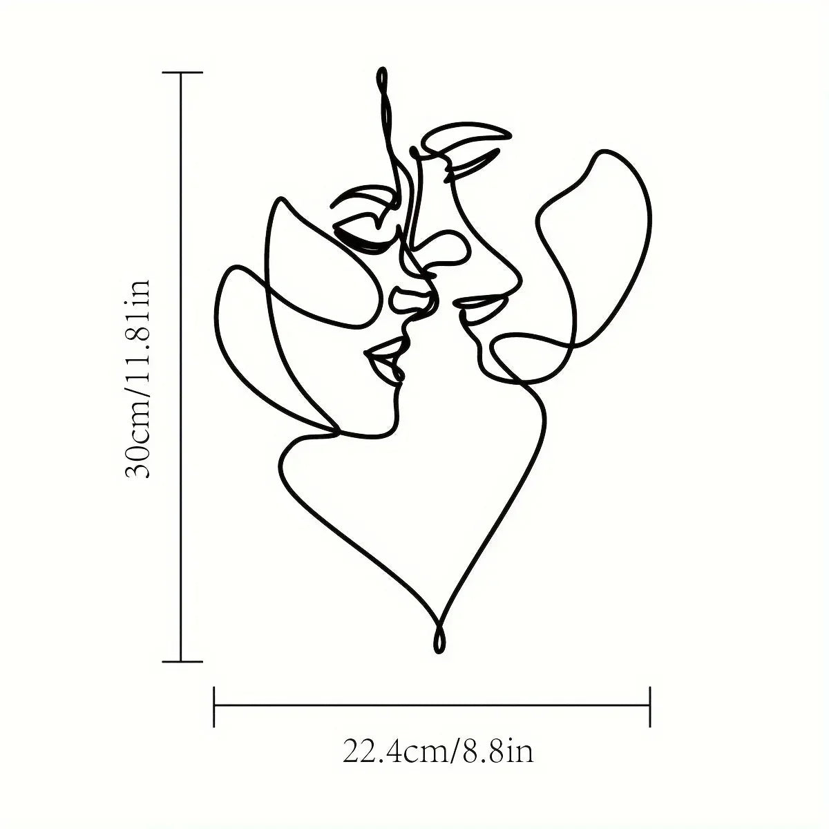 KISS ME™ Wire Wall Sculpture – Abstract Romantic Face Line Art -