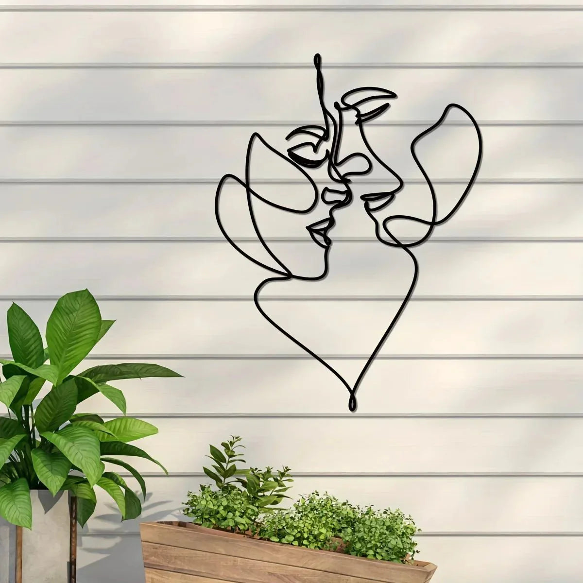 KISS ME™ Wire Wall Sculpture – Abstract Romantic Face Line Art -