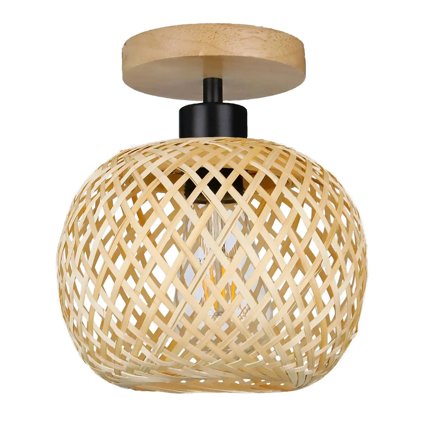 KUROS™ Bamboo Lamp – Woven Ceiling Light for Warm Natural Glow -