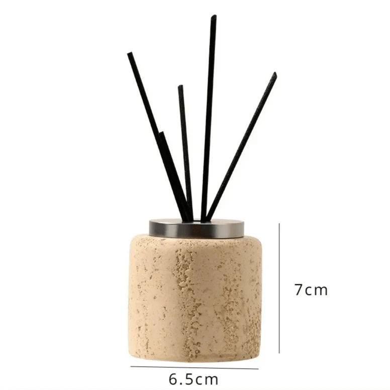 Stone effect bathroom organizer with a sleek design, featuring a cylindrical container for toothbrushes or tools, crafted from sandstone and natural minerals.