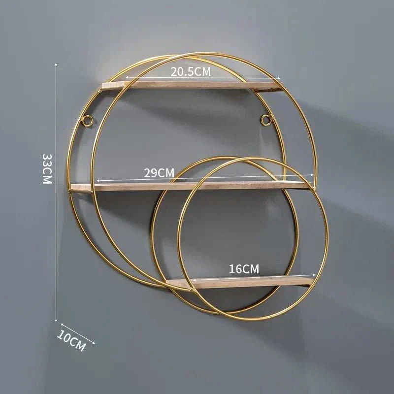 Metal wall shelf, round hanging storage rack with two tiers, LUN°o™ design.