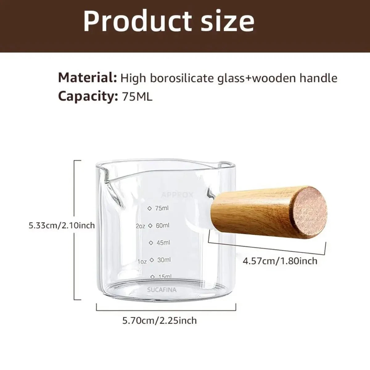 MEASTROT™ Measuring Cup – Glass Double Spout with Wood Handle -