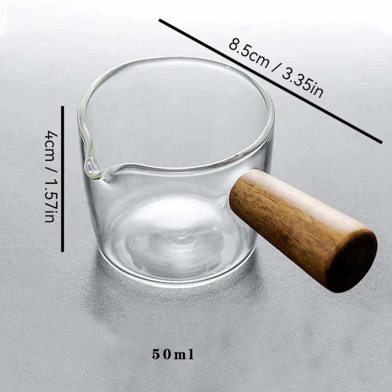 MEASTROT™ Measuring Cup – Glass Double Spout with Wood Handle -