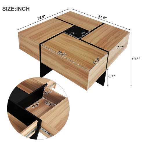 Modern coffee table MODULO™ – Wood & metal geometric storage design - table