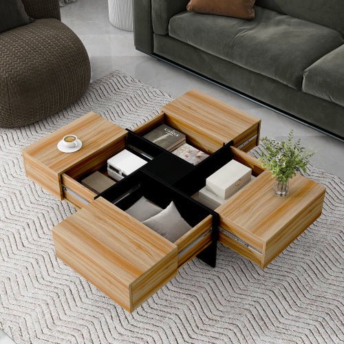 Modern coffee table MODULO™ – Wood & metal geometric storage design - table