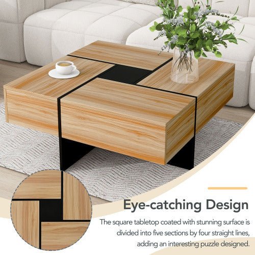 Modern coffee table MODULO™ – Wood & metal geometric storage design - table