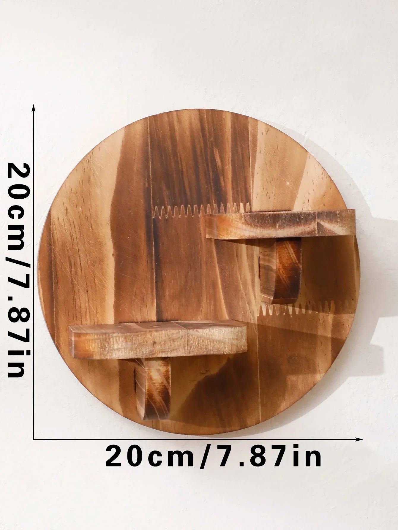 Oval wooden wall shelf set from MOONALUNA™ measuring 20cm/7.87in, featuring natural wood grain.