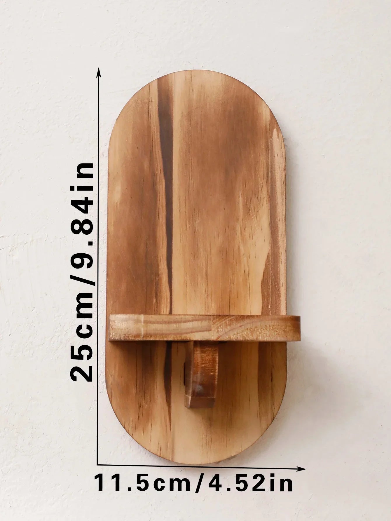 MOONALUNA™ oval floating wall shelf in natural wood.