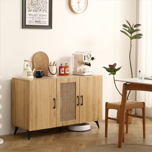 Natural sideboard INTRECCIO™ – Rattan 3 - door cabinet for kitchen or living room - sideboard