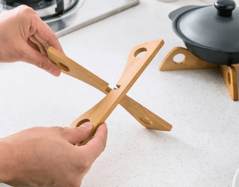 PENTOL - UP™ X3 Trivets – Bamboo Foldable Set for Pots & Pans -