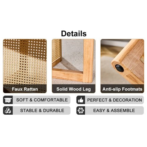 Round coffee table TRAMA™ – Wood and faux rattan natural design - coffe table