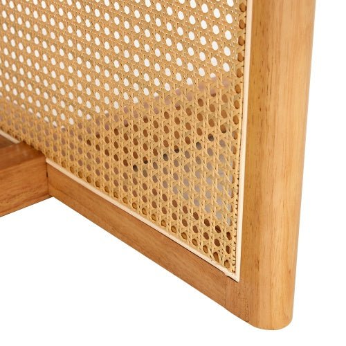 Round coffee table TRAMA™ – Wood and faux rattan natural design - coffe table