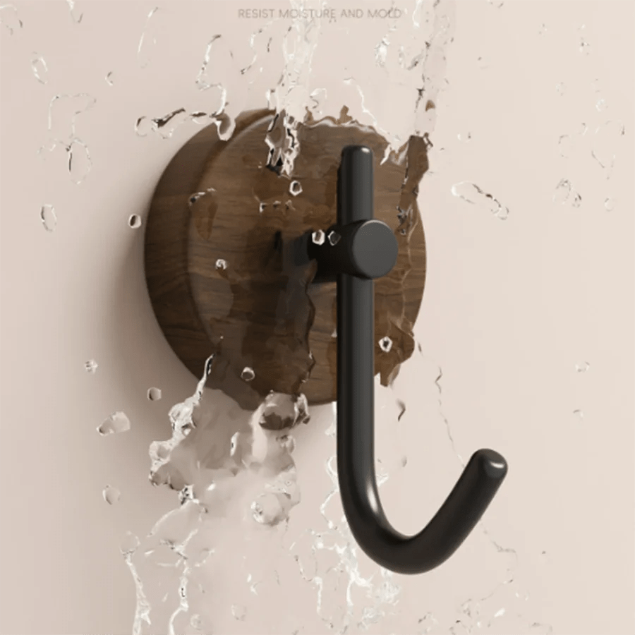 STILUK™ Adhesive Wood Towel Hook – Japandi Wall Holder -