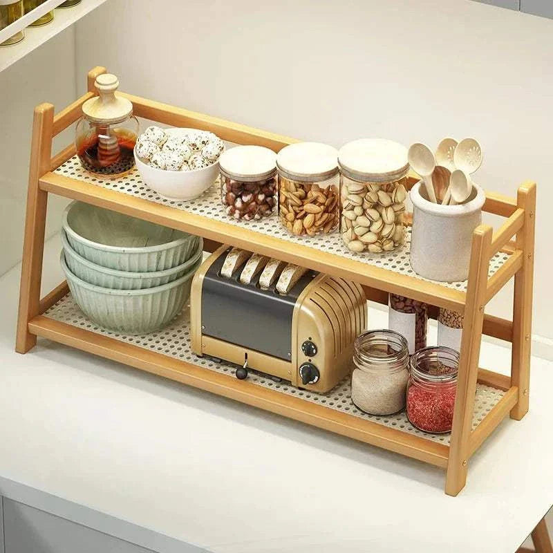 STINE™ Plant Stand – Bamboo Rack with 2 Tiers for Pots or Storage -