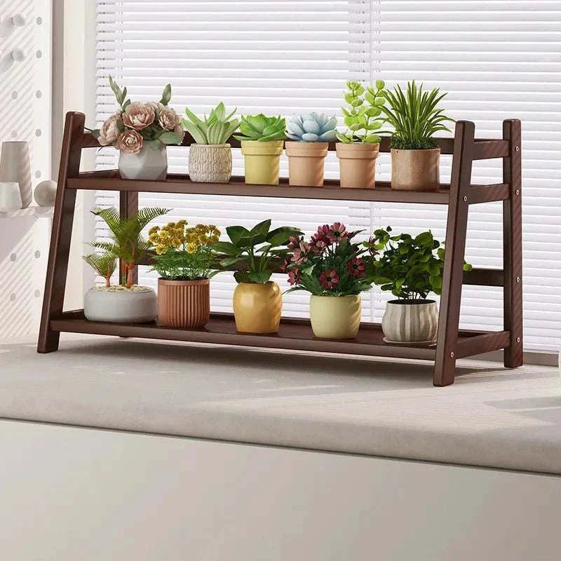STINE™ Plant Stand – Bamboo Rack with 2 Tiers for Pots or Storage -