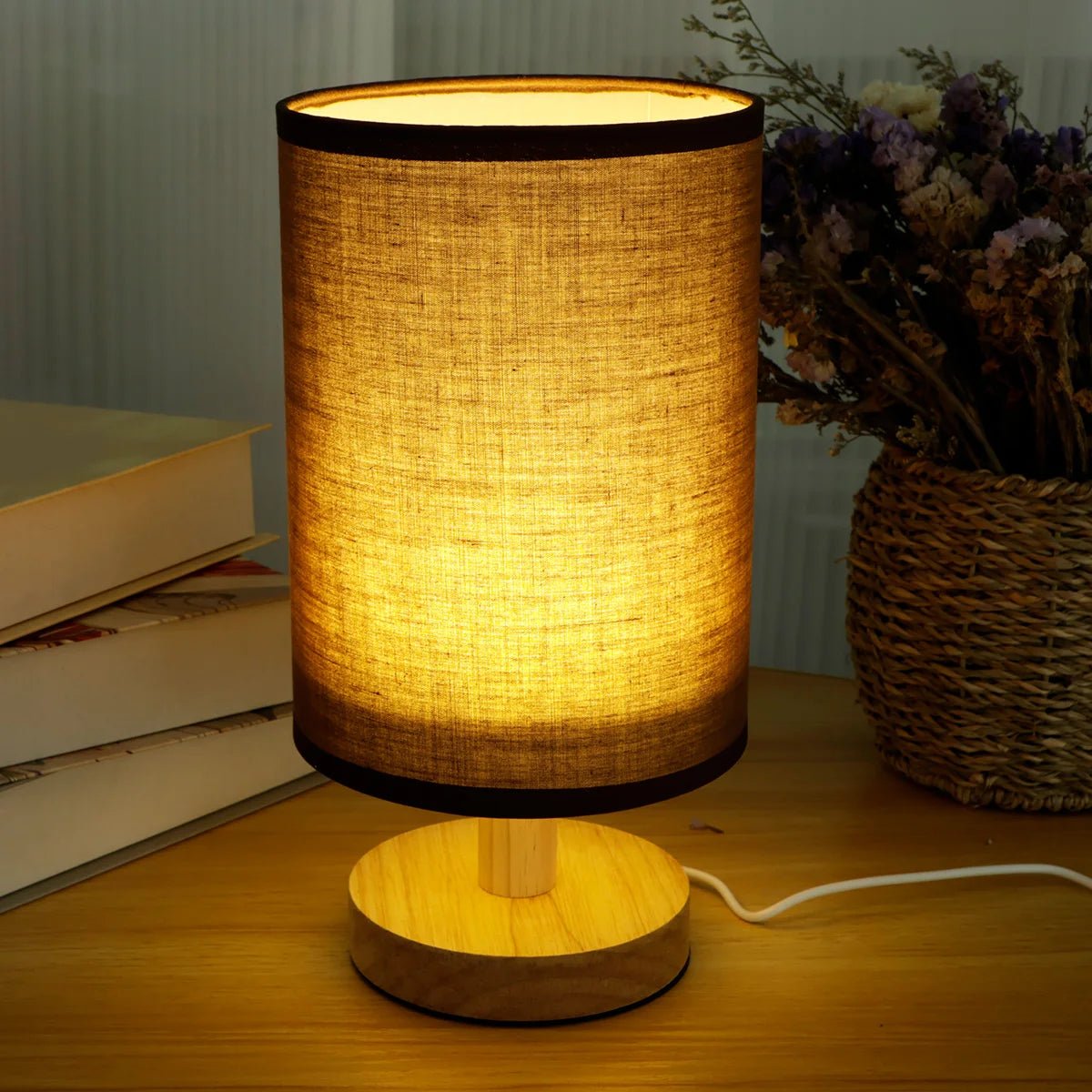 TEURUS™ USB Bedside Lamp – Dimmable Modern Fabric Light -