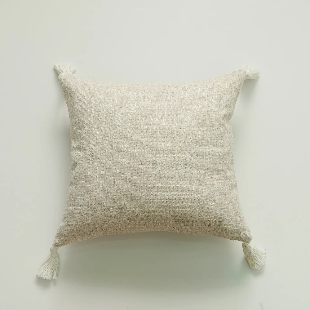 ZANZI™ Linen Tassel Pillow Cover – Boho Decorative Cushion -