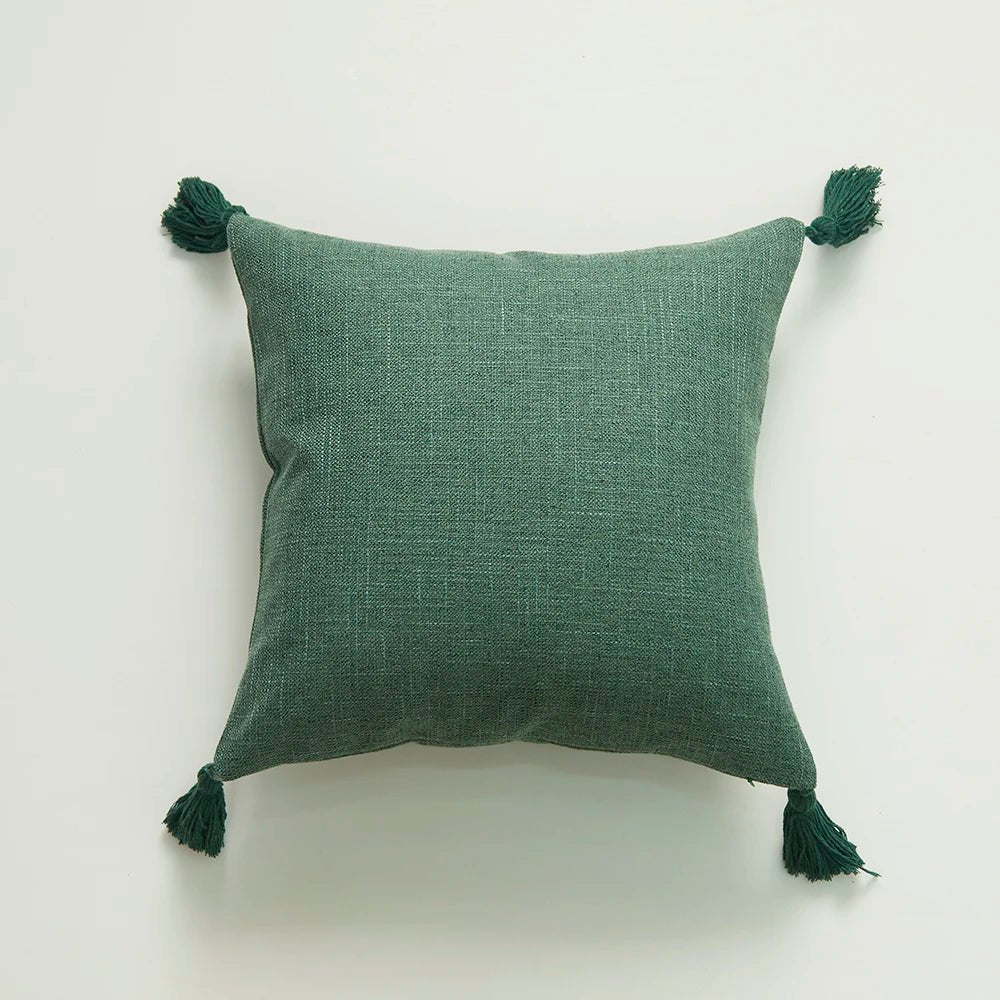 ZANZI™ Linen Tassel Pillow Cover – Boho Decorative Cushion -