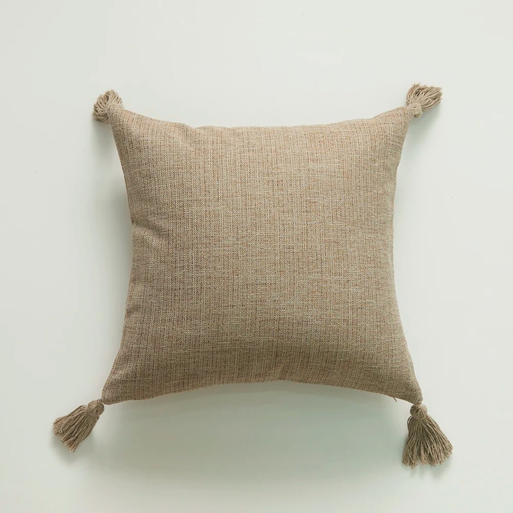 ZANZI™ Linen Tassel Pillow Cover – Boho Decorative Cushion -
