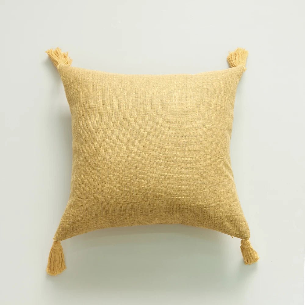 ZANZI™ Linen Tassel Pillow Cover – Boho Decorative Cushion -