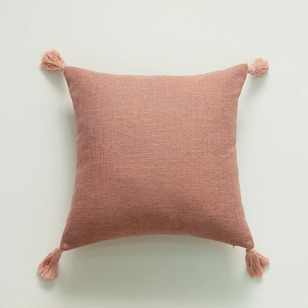 ZANZI™ Linen Tassel Pillow Cover – Boho Decorative Cushion -