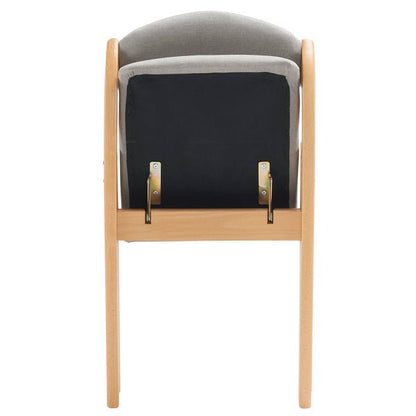 2pcs Solid Wood Folding Backrest Curved Beige Cushion Wood Colour Exhibition Chair 54X47X81cm Rubberwood - 